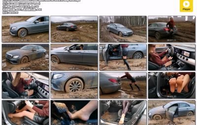 st-221-Mercedes E-class Sport hard car stuck in deep mud