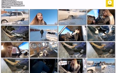 颜值美女雪地陷车