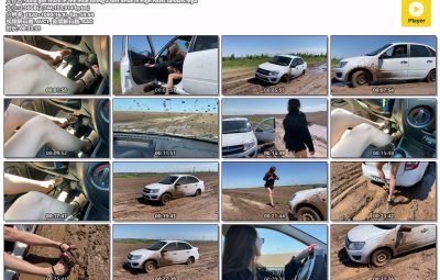 Julia got stuck in the mud doing a test drive in high heels sandals